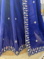 Blue Color Fendi Silk Fabric Sequence With Bead Work Saree