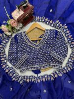 Blue Color Fendi Silk Fabric Sequence With Bead Work Saree