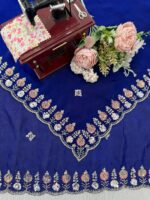 Blue Color Fendi Silk Fabric Sequence With Bead Work Saree