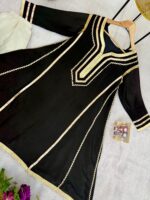 Bollywood Actress Kareena Kapoor Black Color Chinon Fabric Gota Patti Pattern Suit