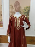 Bollywood Actress Kareena Kapoor Brown Color Chinon Fabric Gota Patti Pattern Suit