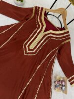 Bollywood Actress Kareena Kapoor Brown Color Chinon Fabric Gota Patti Pattern Suit