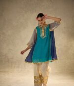 Bollywood Actress Kareena Kapoor Sky Blue Color Chinon Fabric Gota Patti Pattern Suit