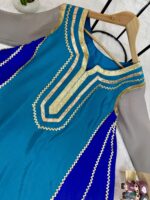 Bollywood Actress Kareena Kapoor Sky Blue Color Chinon Fabric Gota Patti Pattern Suit