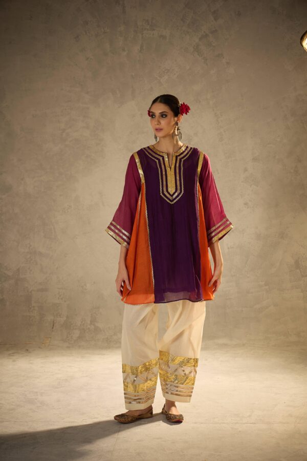 Bollywood Actress Kareena Kapoor Wine Color Chinon Fabric Gota Patti Pattern Suit