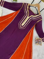 Bollywood Actress Kareena Kapoor Wine Color Chinon Fabric Gota Patti Pattern Suit