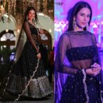 Bollywood Actress Sonam Bajwa Black Color Georgette Fabric Sequence Work Lehenga
