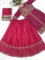 Dark Pink Color Chinon Silk Fabric Sequence Work Top Lehenga