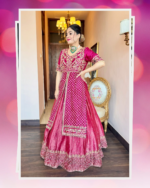 Dark Pink Color Chinon Silk Fabric Sequence Work Top Lehenga