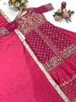 Dark Pink Color Chinon Silk Fabric Sequence Work Top Lehenga