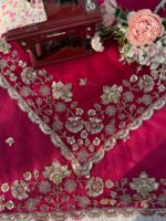 Dark Pink Color Fendi Silk Fabric Sequence With Bead Work Saree