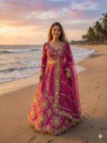 Dark Pink Color Two Tone Silk Fabric Sequence With Coding Work Lehenga