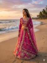 Dark Pink Color Two Tone Silk Fabric Sequence With Coding Work Lehenga
