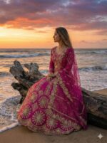 Dark Pink Color Two Tone Silk Fabric Sequence With Coding Work Lehenga