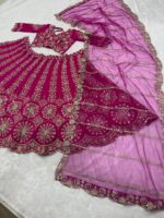 Dark Pink Color Two Tone Silk Fabric Sequence With Coding Work Lehenga