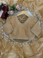 Gold Color Fendi Silk Fabric Sequence With Bead Work Saree