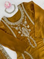 Gold Color Jimmy Choo Silk Fabric Sequence Work Palazzo Suit