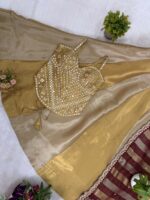 Gold Color Pure Banarasi Viscose Fabric Kali Pattern Lehenga