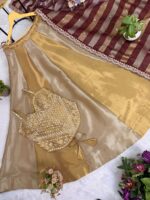 Gold Color Pure Banarasi Viscose Fabric Kali Pattern Lehenga