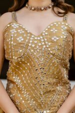 Gold Color Pure Banarasi Viscose Fabric Kali Pattern Lehenga