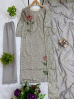 Grey Color Faux Georgette Fabric Sequence With Pearl Work Suit