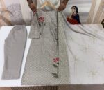 Grey Color Faux Georgette Fabric Sequence With Pearl Work Suit