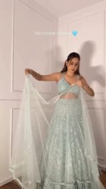 Ice Blue Color Soft Butterfly Net Fabric Sequence Work Lehenga