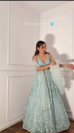 Ice Blue Color Soft Butterfly Net Fabric Sequence Work Lehenga