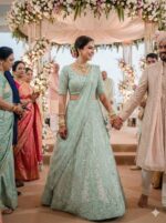 Ice Blue Color Soft Butterfly Net Fabric Sequence Work Lehenga