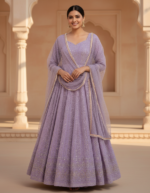 Lavender Color Soft Georgette Fabric Sequence With Jari Work Anarkali Suit