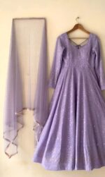 Lavender Color Soft Georgette Fabric Sequence With Jari Work Anarkali Suit
