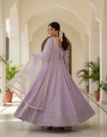 Lavender Color Soft Georgette Fabric Sequence With Jari Work Anarkali Suit
