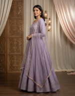 Lavender Color Soft Georgette Fabric Sequence With Jari Work Anarkali Suit
