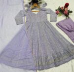 Lavender Color Soft Georgette Fabric Sequence With Jari Work Anarkali Suit