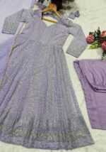 Lavender Color Soft Georgette Fabric Sequence With Jari Work Anarkali Suit