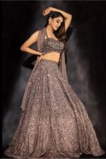 Light Brown Color Diamond Silk Georgette Fabric Sequence Work Lehenga