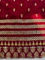 Maroon Color Roman Glass Fabric Sequence Work Suit