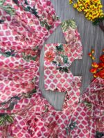 Multi Color Tabby Organza Silk Fabric Floral Print With Sequence Work Lehenga