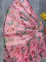 Multi Color Tabby Organza Silk Fabric Floral Print With Sequence Work Lehenga