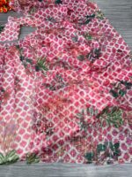 Multi Color Tabby Organza Silk Fabric Floral Print With Sequence Work Lehenga