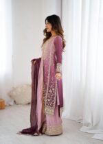 Onion Color Chinon Silk Fabric Sequence Work Palazzo Suit
