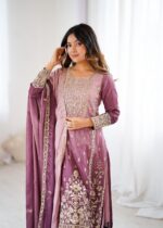Onion Color Chinon Silk Fabric Sequence Work Palazzo Suit