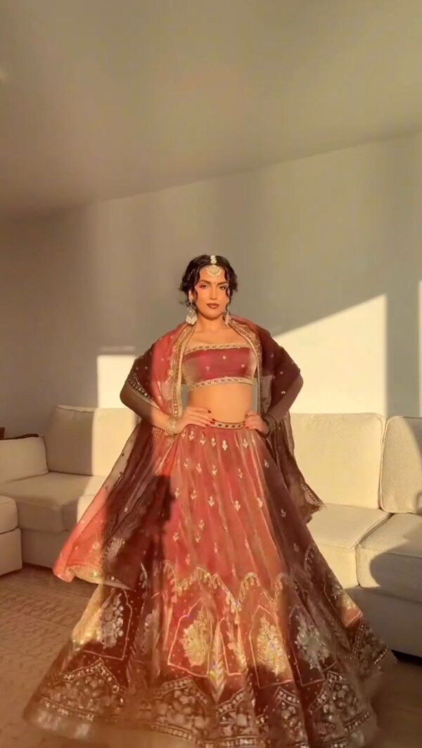 Orange Color Krishma Silk Fabric Sequence Work Lehenga