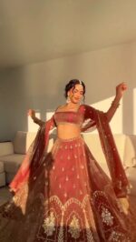 Orange Color Krishma Silk Fabric Sequence Work Lehenga