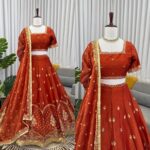 Orange Color Krishma Silk Fabric Sequence Work Lehenga