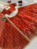 Orange Color Krishma Silk Fabric Sequence Work Lehenga