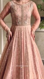 Peach Color Faux Georgette Fabric Sequence Work Lehenga Gown