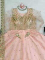 Peach Color Faux Georgette Fabric Sequence Work Lehenga Gown
