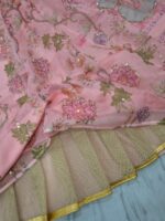 Peach Color Tabby Silk Fabric Sequence With Real Mirror Work Lehenga
