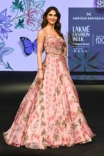 Peach Color Tabby Silk Fabric Sequence With Real Mirror Work Lehenga